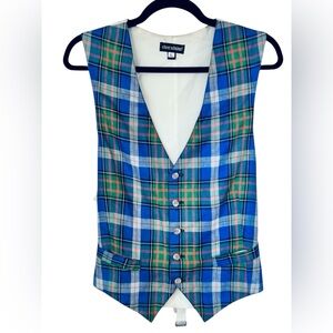 Vintage Steve Scheiner Plaid Vest Made in USA SZ L